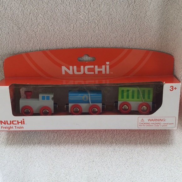 NUCHI 3 PC Wood Toy Freight Train Set NEW # 20274 - Picture 1 of 5